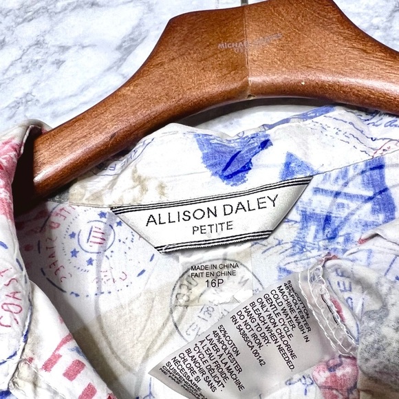 Allison Daley 90s Patriotic Americana Textured Button Up Shirt Women’s 16P - Picture 11 of 14